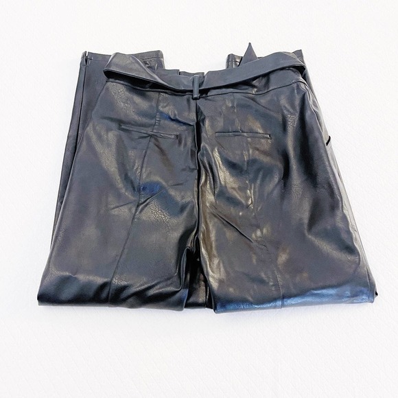 Greylin Black Faux Leather Belted Waist Straight Leg Pants SZ S - Picture 4 of 7